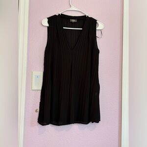 Ninety Black Pleated V-Neck Blouse